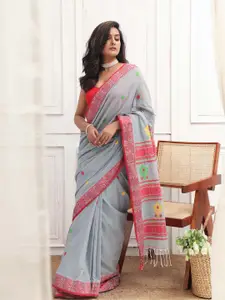 Indethnic Ethnic Motifs Woven Design Pure Cotton Jamdani Saree