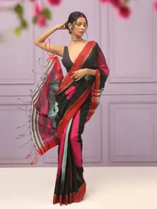 Indethnic Colourblocked Tasselled Saree
