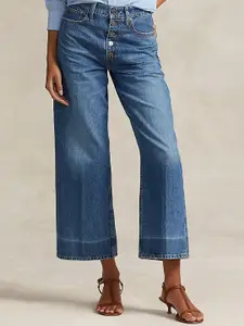 Polo Ralph Lauren Women Wide Leg Light Fade Crop Jeans