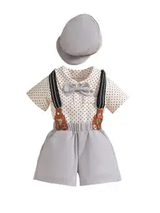 StyleCast Khaki Infant Boys Printed Bodysuit with Shorts And Suspenders