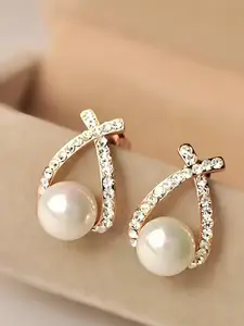 KARISHMA KREATIONS Gold-Plated Contemporary Studs Earrings