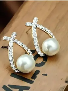 KARISHMA KREATIONS Gold-Plated Contemporary Studs Earrings