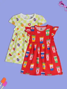 MINI KLUB Infants Girls Pack Of 2 Printed A-Line Dresses