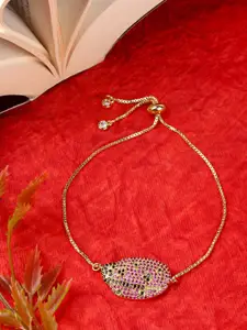 DressBerry Gold-Plated Brass Cubic Zirconia-Studded Wraparound Bracelet