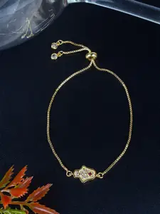 DressBerry Gold-Plated Brass Cubic Zirconia-Stoned Wraparound Bracelet