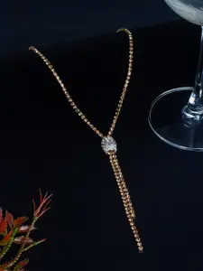 DressBerry White Rose Gold-Plated Stone-Studded Brass Necklace