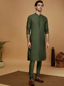 KISAH Mandarin Collar Straight  Kurta with Churidar