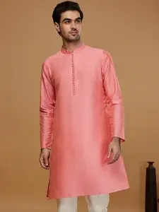 KISAH Mandarin Collar Straight Jacquard Kurta