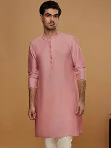 KISAH Mandarin Collar Straight Jacquard Kurta