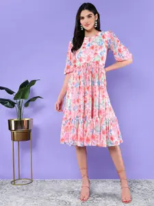 BAESD Floral Print Chiffon Fit & Flare Dress