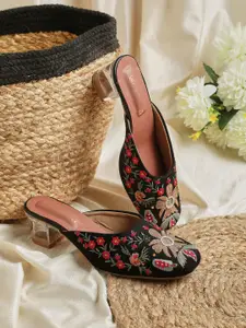 Kiana House Of Fashion Embellished Round Toe Block Heeled Pumps