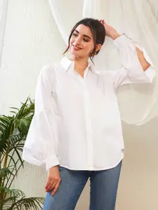 SASSAFRAS White Pure Cotton Casual Shirt