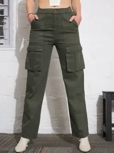 SASSAFRAS Women Straight Fit High-Rise Clean Look Pure Cotton Jeans