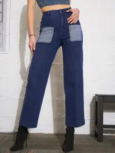 SASSAFRAS Women Straight Fit High-Rise Clean Look Stretchable Jeans