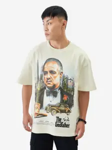 The Souled Store White The Godfather: The Don Printed Oversized Pure Cotton T-shirt