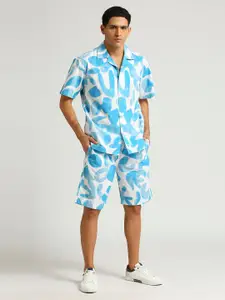 Pepe Jeans Men Relaxed Geometric Printed Cuban Collar Pure Cotton Casual Shirt