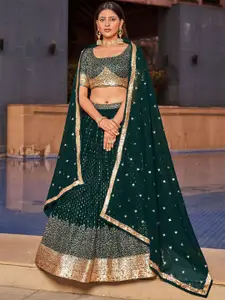 FABPIXEL Ethnic Motifs Embroidered Sequinned Semi-Stitched Lehenga & Blouse With Dupatta