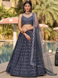 FABPIXEL Ethnic Motifs Embroidered Sequinned Semi-Stitched Lehenga & Blouse With Dupatta