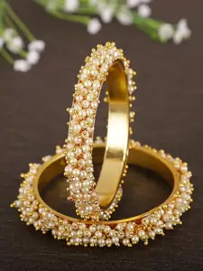 The Pari Set Of 2 Gold-Plated Beaded Bangles