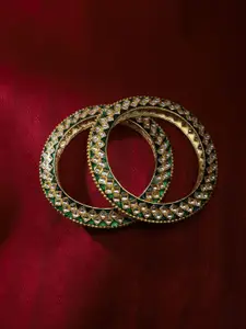 The Pari Set Of 2 Gold-Plated Kundan Studded Bangles