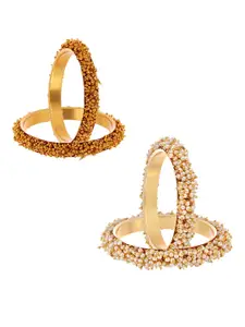 The Pari Set Of 2 Gold-Plated Pearl Beaded Bangles