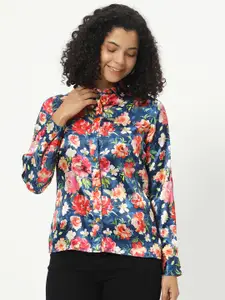 CHARMGAL Classic Floral Printed Satin Casual Shirt