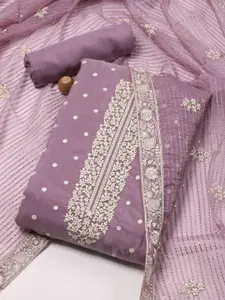 Meena Bazaar Floral Embroidered Organza Unstitched Dress Material