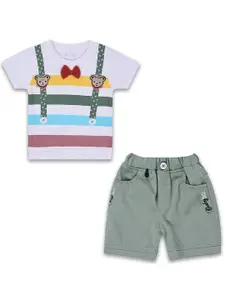 Wish Karo Infant Boys Striped Cotton T-shirt With Shorts