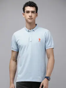 U.S. Polo Assn. Men Polo Collar Pure Cotton Slim Fit T-shirt