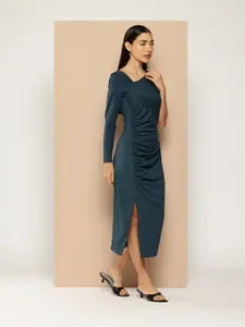 Chemistry One Shoulder Ruched Sheath Midi Dress