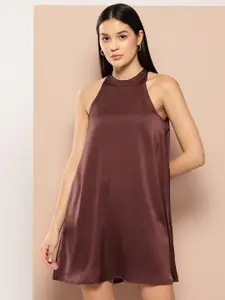 Chemistry Satin Finish A-Line Mini Dress