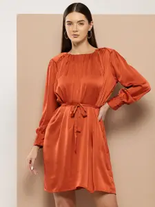 Chemistry Satin Finish Tie-Up A-Line Mini Dress