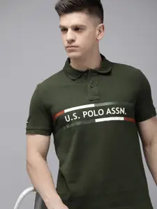 U.S. Polo Assn. Denim Co. Brand Logo Printed Polo Collar Slim Fit T-shirt