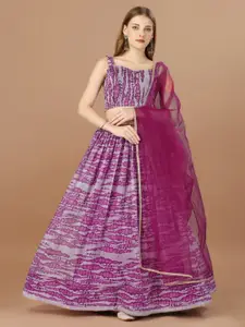 Mitera Printed Semi-Stitched Lehenga & Unstitched Blouse With Dupatta