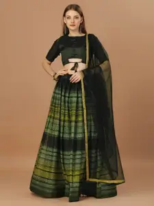 Mitera Self Designed Semi-Stitched Satin Lehenga & Unstitched Blouse With Dupatta