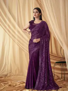 Mitera Embellished Sequinned Poly Georgette Saree