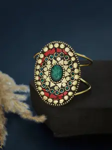 ATIBELLE Gold-Plated Stone-Studded Bangle