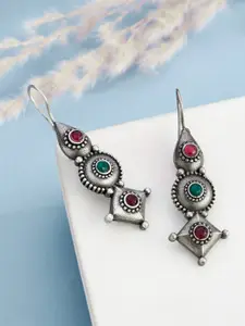 ATIBELLE Silver-Plated Contemporary Drop Earrings