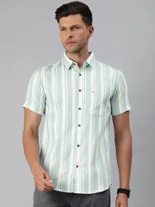 Majestic Man Men Classic Slim Fit Opaque Striped Cotton Casual Shirt