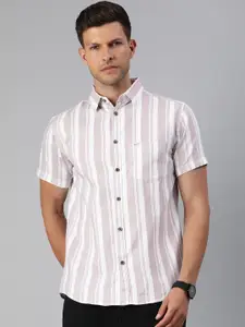Majestic Man Men Classic Slim Fit Opaque Striped Cotton Casual Shirt