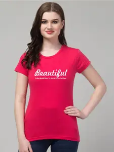 Trend Level Typography Printed Round Neck Pure Cotton T-shirt