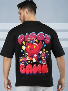 CHKOKKO Graphic Printed Cotton Short Sleeves Applique Oversized Casual T-shirt