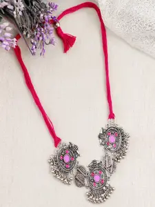UNIVERSITY TRENDZ Silver-Plated Studded & Beaded Oxidised Necklace