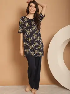 Kanvin Floral Printed Round Neck Night suit