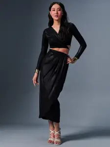 AND V-Neck Wrap Crop Top With Skirt