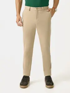 The Pant Project Peanut Brown Slim-Fit Wrinkle-Free Power-Stretch Knitted Trousers