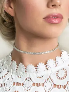 Peora Silver-Plated Stone Studded Necklace