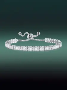 Peora Women Cubic Zirconia Silver-Plated Wraparound Bracelet