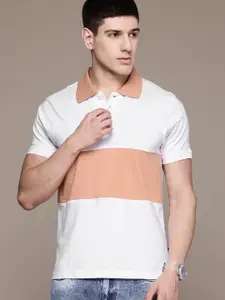 The Roadster Lifestyle Co.  Striped Polo Collar Pure Cotton T-shirt