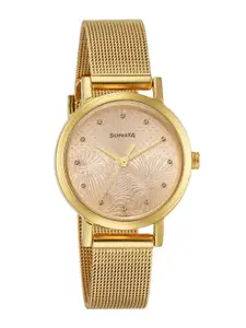 Sonata Women Stainless Steel Bracelet Style Straps Analogue Watch 8174YM05